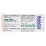 デュバンタ Duvanta、ジェネリックシンバルタ、デュロキセチン 60mg 包装裏面